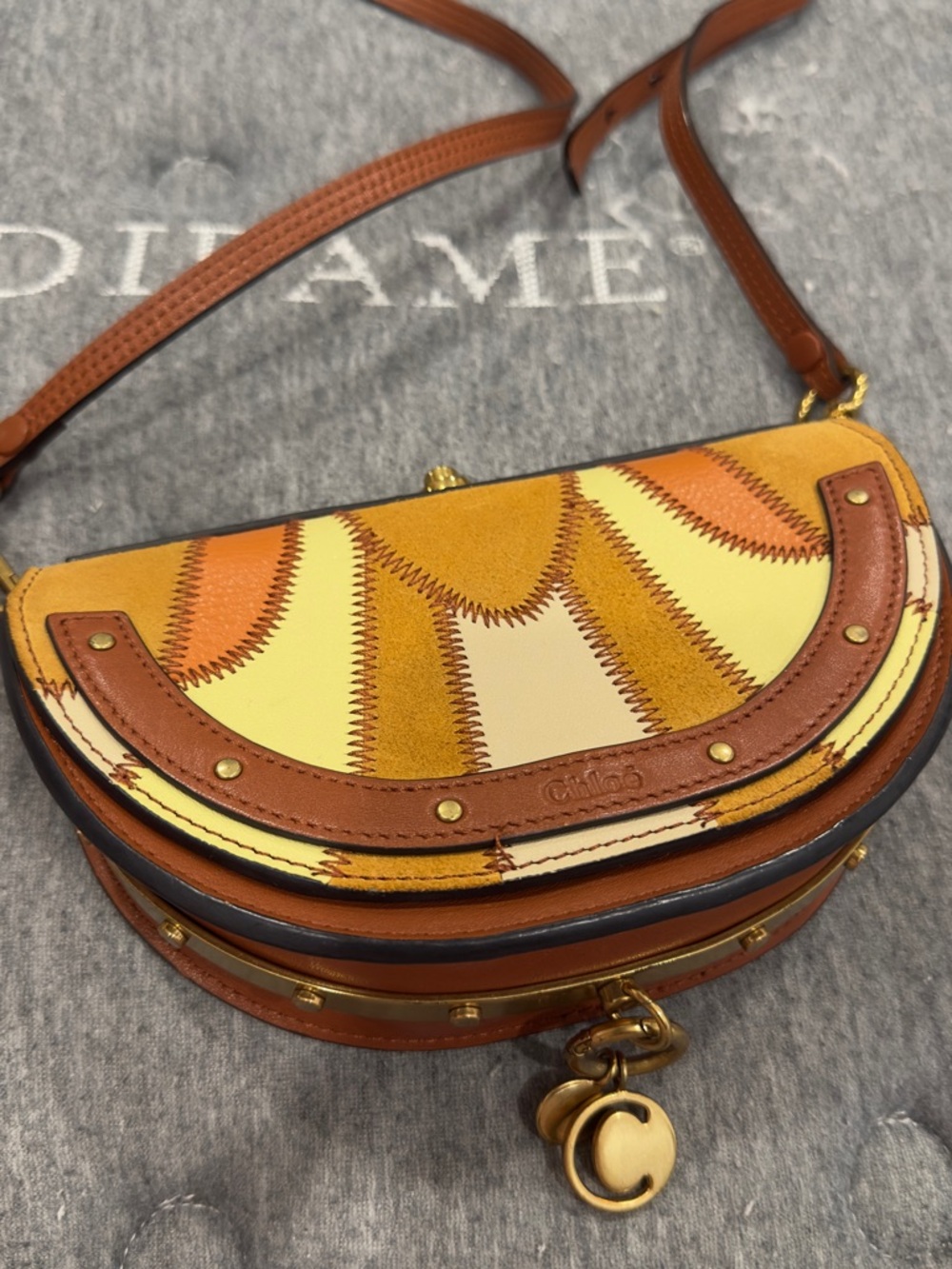 Chloe Patchwork Nile Bag in Yellow, Orange, Tan and Brown